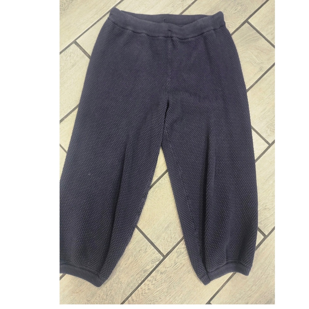 Free People Beach Navy Blue Textured Knit Tapered Jogger Pants Large
